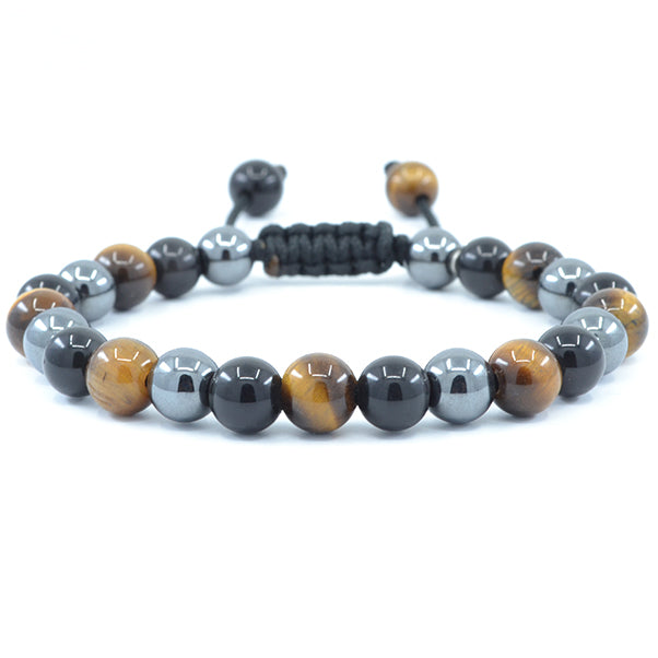 2pcs Tiger Eye Natural Stone Obsidian 6/10mm Beads Bracelet Men Women